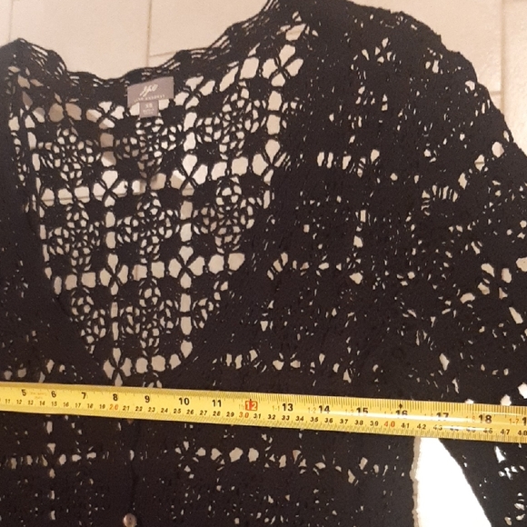 J. Jill Black🖤Crochet Sweater/Cardigan Size XS Lots of Stretch - Picture 5 of 8